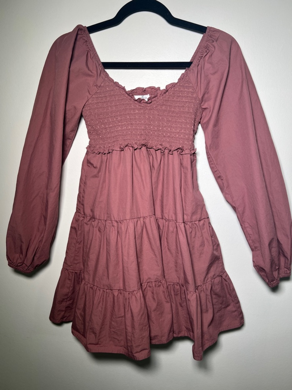 Altar'd State Dusty Rose Smocked Tiered Mini Dress